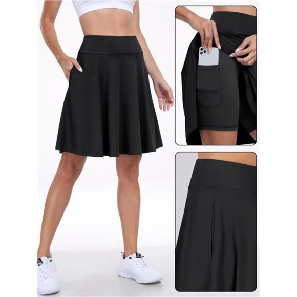 Women Knee Length Skort High Waisted Tennis Golf Skirt Casual Summer Travel - Picture 2 of 7